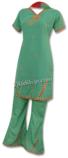  Green Georgette Trouser Suit | Pakistani Dresses in USA- Image 1