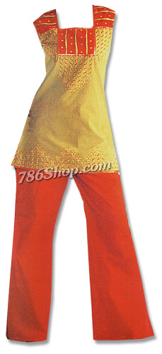  Light Green/Orange Georgette Trouser Suit | Pakistani Dresses in USA- Image 1