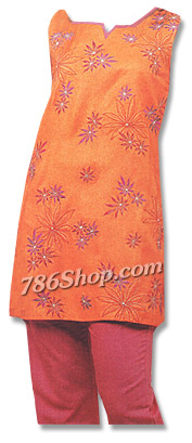  Orange Georgette Trouser Suit | Pakistani Dresses in USA- Image 1