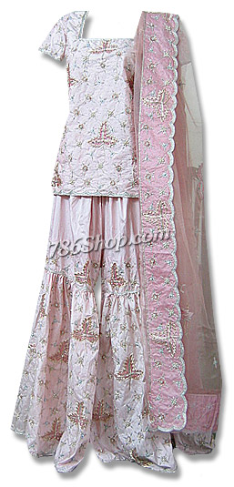  Pink Katan Silk Lehnga | Pakistani Wedding Dresses- Image 1