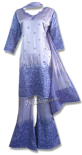  Purple Satin Silk Trouser Suit | Pakistani Dresses in USA- Image 1