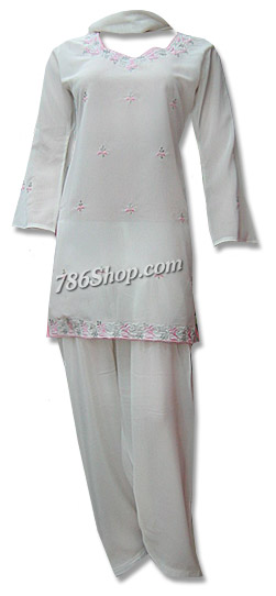  White Georgette Trouser Suit | Pakistani Dresses in USA- Image 1