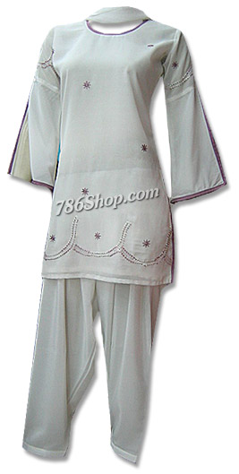  White Georgette Trouser Suit | Pakistani Dresses in USA- Image 1