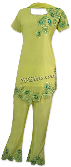  Yellow Georgette Trouser Suit | Pakistani Dresses in USA- Image 1