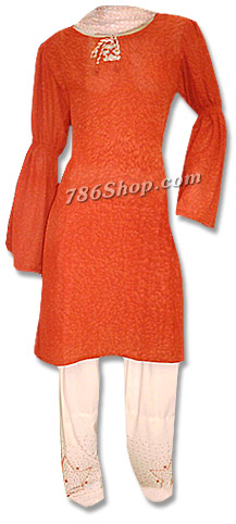  Red/Off-white Georgette Suit | Pakistani Dresses in USA- Image 1