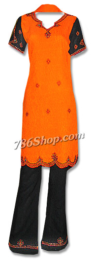  Orange/Black Georgette Trouser Suit | Pakistani Dresses in USA- Image 1