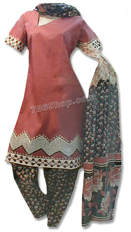  Rusty Red Cotton Suit | Pakistani Dresses in USA- Image 1