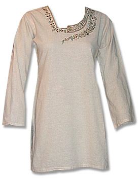  Off white Khaddi Cotton Kurti  | Pakistani Dresses in USA- Image 1