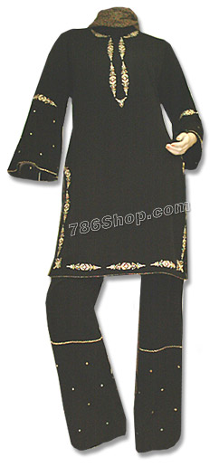  Black Georgette Trouser Suit | Pakistani Dresses in USA- Image 1