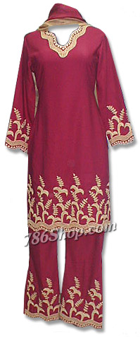  Maroon Georgette Trouser Suit | Pakistani Dresses in USA- Image 1