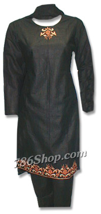  Black Khaddar Suit  | Pakistani Dresses in USA- Image 1