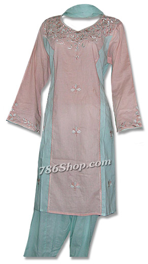  Light Pink Cotton Suit  | Pakistani Dresses in USA- Image 1