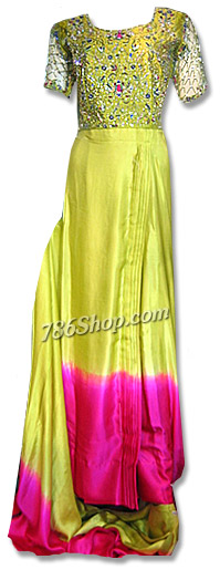  Mustard Silk Sarri | Pakistani Dresses in USA- Image 1