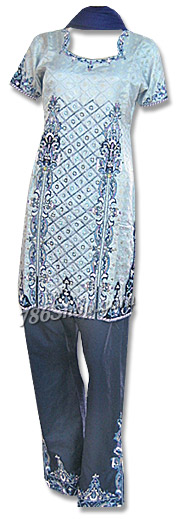  Steel Grey/Navy Blue Jamawar Suit  | Pakistani Dresses in USA- Image 1