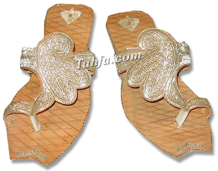  Ladies Slip-on shoes- Golden | Pakistani Dresses in USA- Image 1