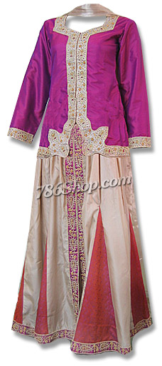  Katan Silk/Jamawer Lehnga | Pakistani Wedding Dresses USA- Image 1
