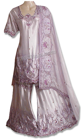  Lilac Satin Silk Sharara | Pakistani Wedding Dresses- Image 1