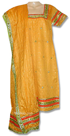  Yellow Jamawer Mehndi Suit | Pakistani Dresses in USA- Image 1