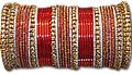 Metallic Bangles - Red/Golden