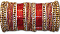 Metallic Bangles - Red/Golden