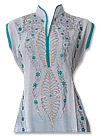 White/Turquoise Cotton Lawn Suit- Pakistani Casual Dress