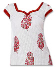 White/Mustard/Red Georgette Suit- Pakistani Casual Dress