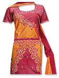 Maroon/Orange Katan Silk Lehnga