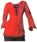 Red/Black Chiffon Trouser Suit - Indian Clothes