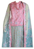 Pink/Light Green Silk Lehnga - Pakistani Bridal Dress