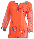 Orange Georgette Trouser Suit- Indian Semi Party Dress