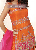 Orange/Hot Pink Chiffon Suit- Pakistani Party Wear Dress