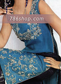 Blue Silk Trouser Suit- Pakistani Party Wear Dress