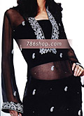 Black Chiffon Trouser Suit- Pakistani Formal Designer Dress