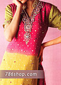 Hot Pink/Yellow Chiffon Suit- Pakistani Party Wear Dress