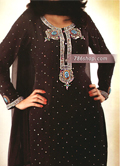 Black Chiffon Trouser Suit- Pakistani Party Wear Dress