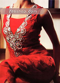 Red Pure Silk Suit- Pakistani Party Wear Dress