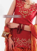 Red/Orange Silk Suit- Pakistani Party Wear Dress