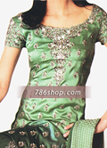 Green Schmooze Silk Suit- Pakistani Formal Designer Dress