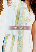 White/Turquoise Chiffon Suit- Pakistani Party Wear Dress