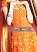 Orange Silk Trouser Suit- Pakistani Party Wear Dress