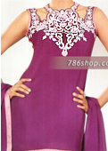 Purple Silk Trouser Suit- Pakistani Party Wear Dress