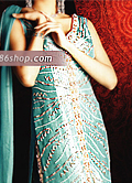 Turquoise Silk Lehnga- Pakistani Party Wear Dress