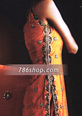 Orange Silk Trouser Suit- Pakistani Party Wear Dress