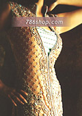 Light Golden Crinkle Chiffon Trouser Suit- Pakistani Formal Designer Dress