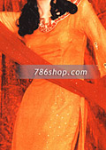 Orange Chiffon Trouser Suit- Pakistani Party Wear Dress
