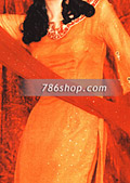Orange Chiffon Trouser Suit- Pakistani Formal Designer Dress