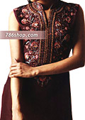 Dark Brown/Hot Pink Silk Suit- Pakistani Party Wear Dress