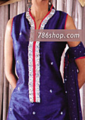 Blue Silk Trouser Suit- Pakistani Party Wear Dress