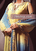 Yellow/Turquoise Chiffon Suit- Pakistani Party Wear Dress