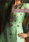 Light Green/Orange Chiffon Suit- Pakistani Party Wear Dress